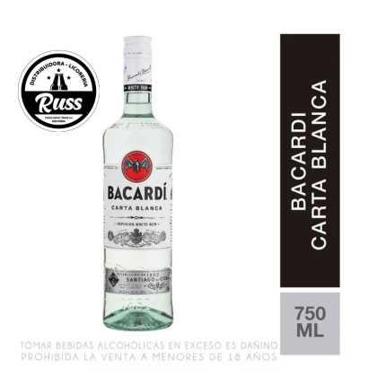 Ron Blanco Bacardí Carta Blanca Botella 750ml