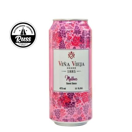 Vino Tinto VIÑA VIEJA Malbec Semi Seco Lata 473ml
